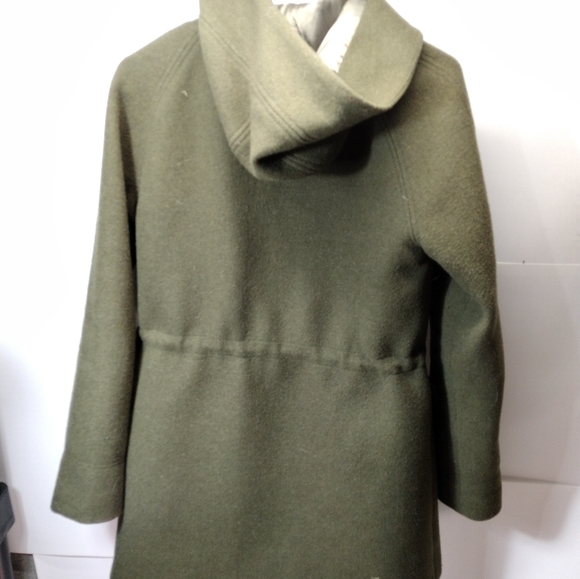 J. Crew Army Green Hooded Wool Peacoat l Acetate Lining l Size Small - Picture 8 of 10
